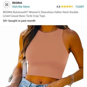 Set of 5 tops! REORIA Sleeveless Halter Neck Double Lined Casual Crop Tops